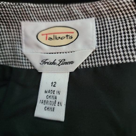 Talbot's Women's Irish Linen A-Line Skirt Sz 12 Gray/Plaid Checked Career Office - Picture 7 of 9